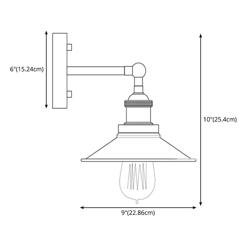 Industrial Cone Wall Sconce Lights Metallic Wall Sconce Lighting for Living Room