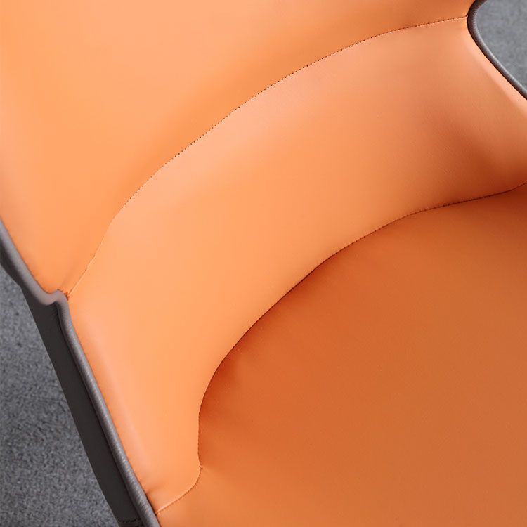 Sillas de comedor de piel sintética contemporáneas tapizadas con brazos laterales para uso doméstico