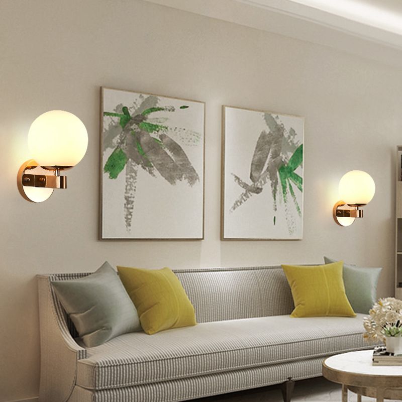 Modern Style Globe Shade Wall Light Glass 1 Light Sconces for Bedroom