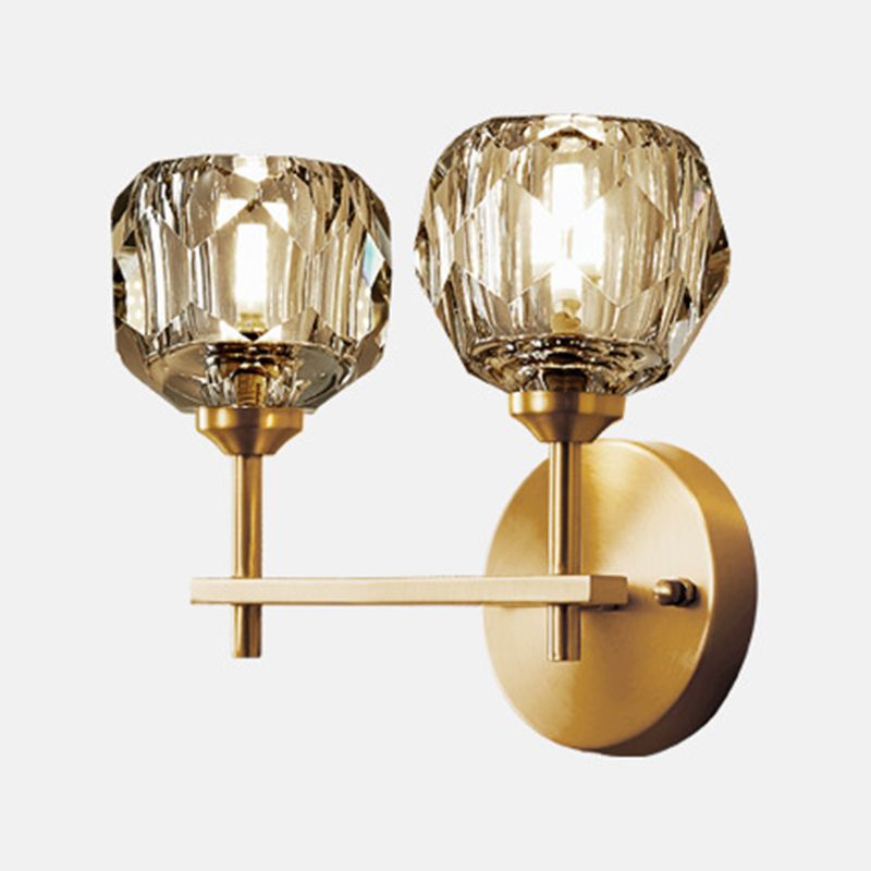 Ball Shape Sconce Light Fixture Post-Modern Style Beveled Crystal Wall Lights
