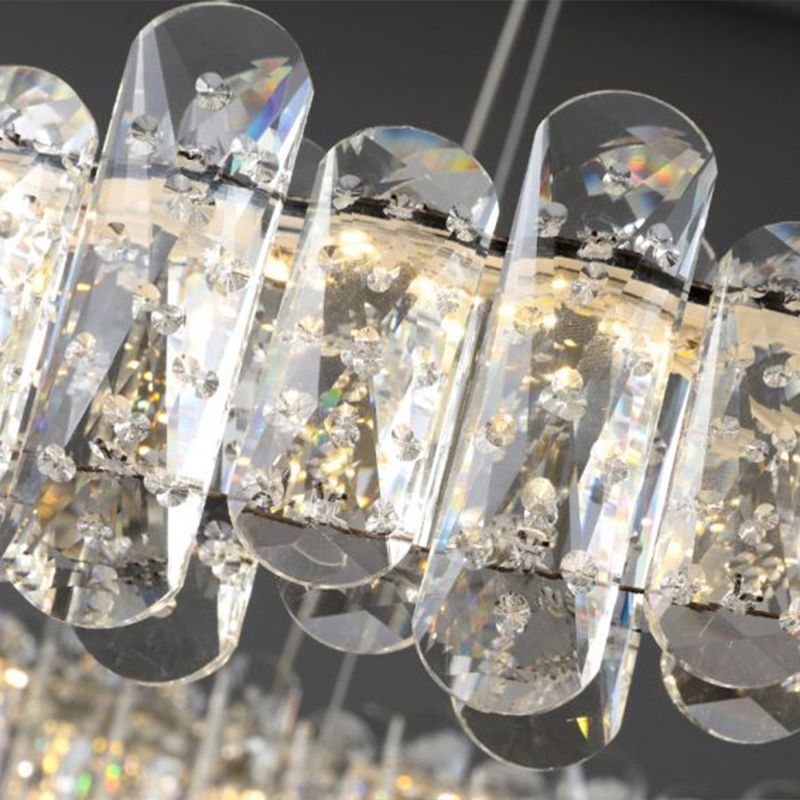 K9 Crystal Ring Shaped Suspension Lamp Simplicity Chrome Finish LED Chandelier Pendant Light