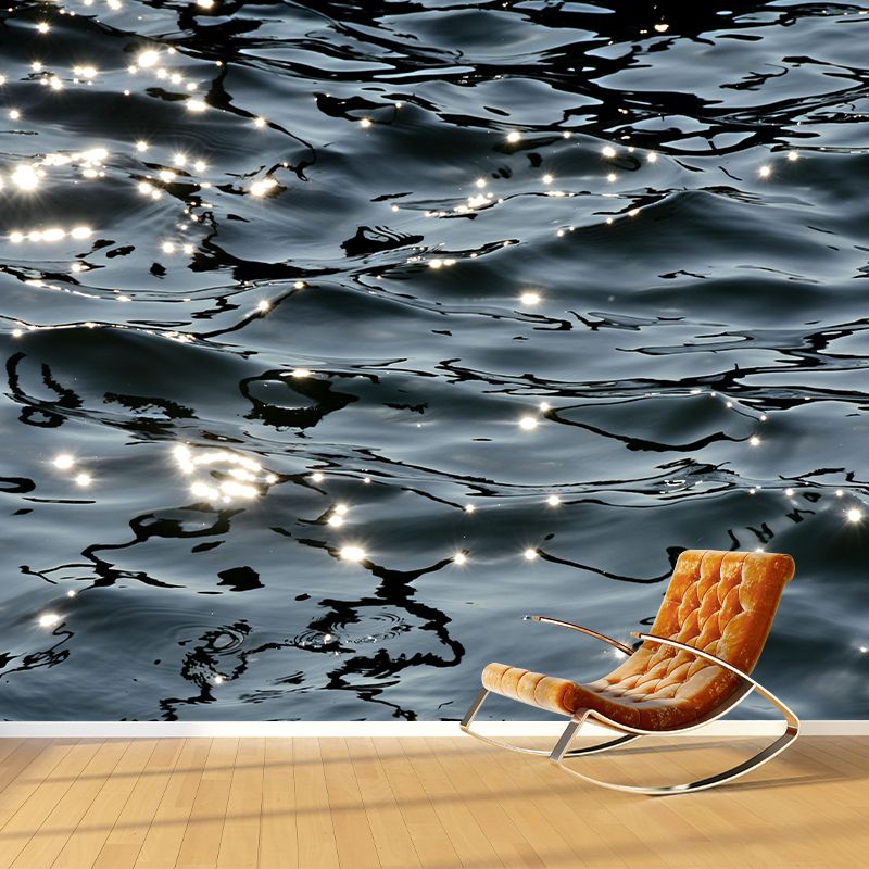 Horizontal Photography Sea Wall Mural Contemporary Wall Decoration for Bathroom