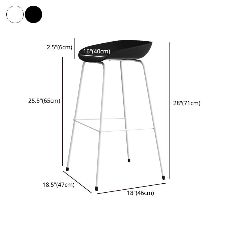 Contemporary Bar-stool Plastic Counter Bar Stool with Metal Legs for Kitchen