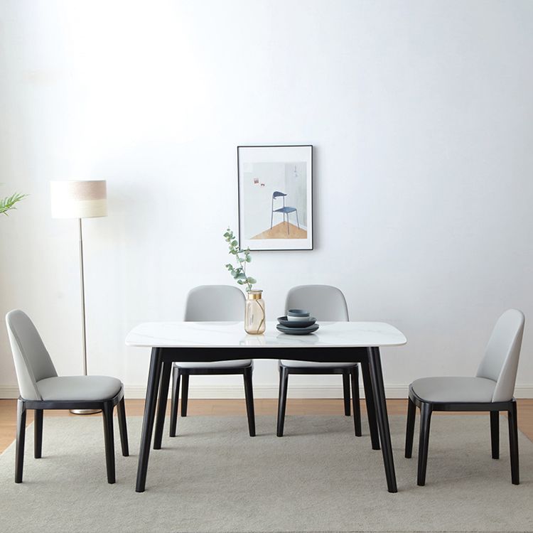 Stone Dining Table Traditional Luxury Dining Table with Solid Wood Base