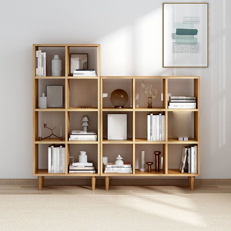 Modern Style Open Back Bookshelf Solid Wood Bookcase with Shelves