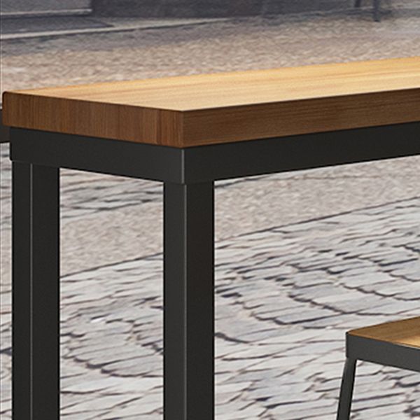 Brown Modern Style Rectangle in Solid Wood and Iron Table Coffee Shop Bar Table