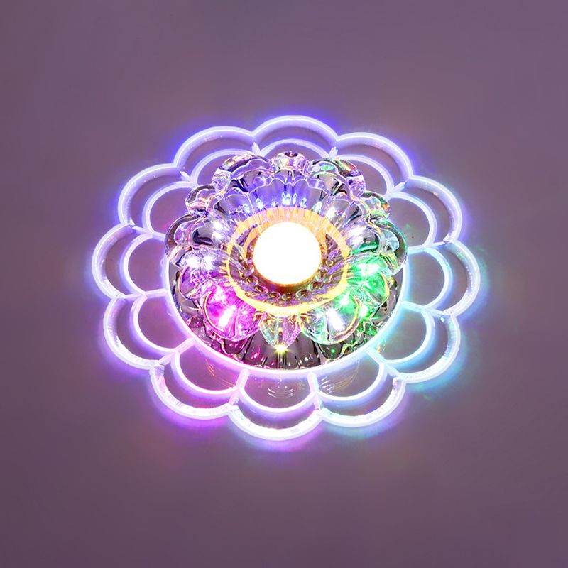 Bouquet clair Blossom Flush Mount Light Fixture Modernisme Porch Ceiling Flush with Ruffle Edge, Warm / Multi Color Light