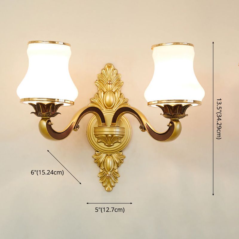 2-Lights Geometric Wall Sconce Modern Simple Style Glass Wall Lighting in Gold