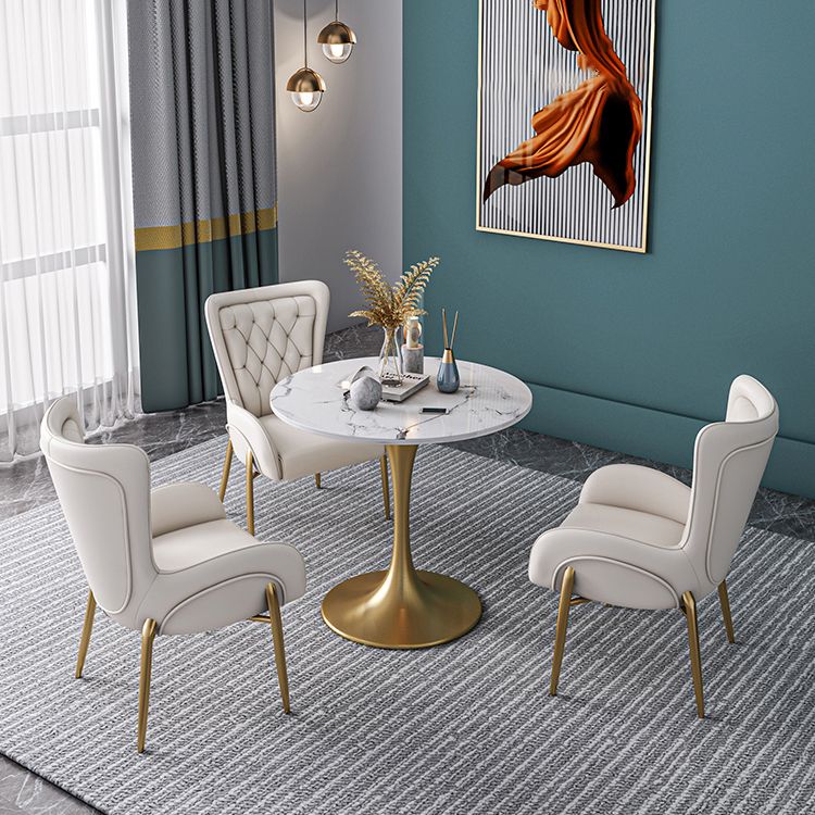 Runde Form Tulpbasis Glam Esstisch Weißer fester Tisch aus Sinterstein