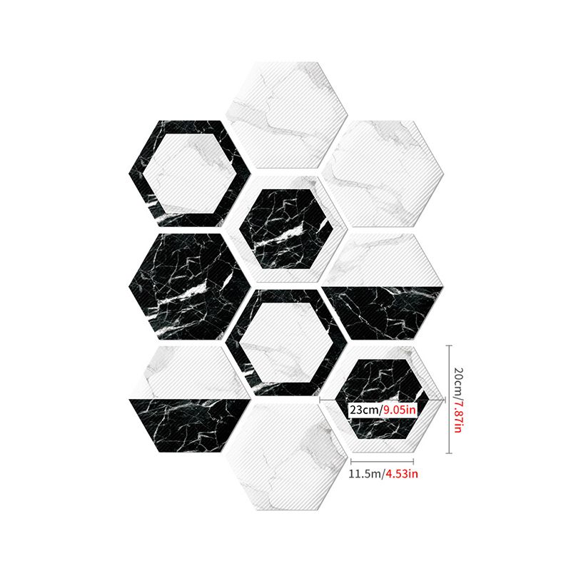 Color Blocking Marble Wallpaper Panel Black-White Industrial Wall Covering for Home, Adhesive