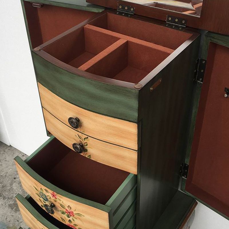 Mid-Century Modern Chest Wood Knobs Handcrafted Side Cabinet with Drawer