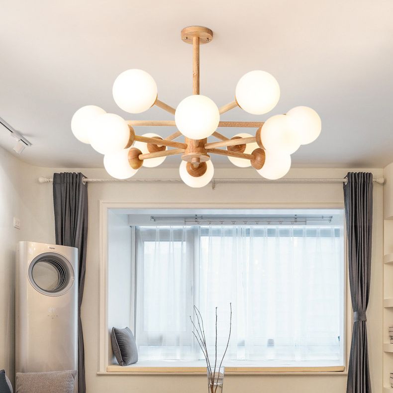 Sfera moderna Sfera lampadario lampadario Lampade a sospensione in legno Luci a sospensione per soggiorno