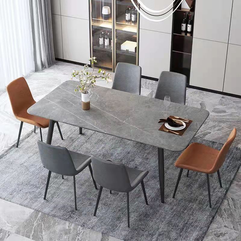 Rectangle Sintered Stone Dining Table Industrial Kitchen Table with 4 Legs