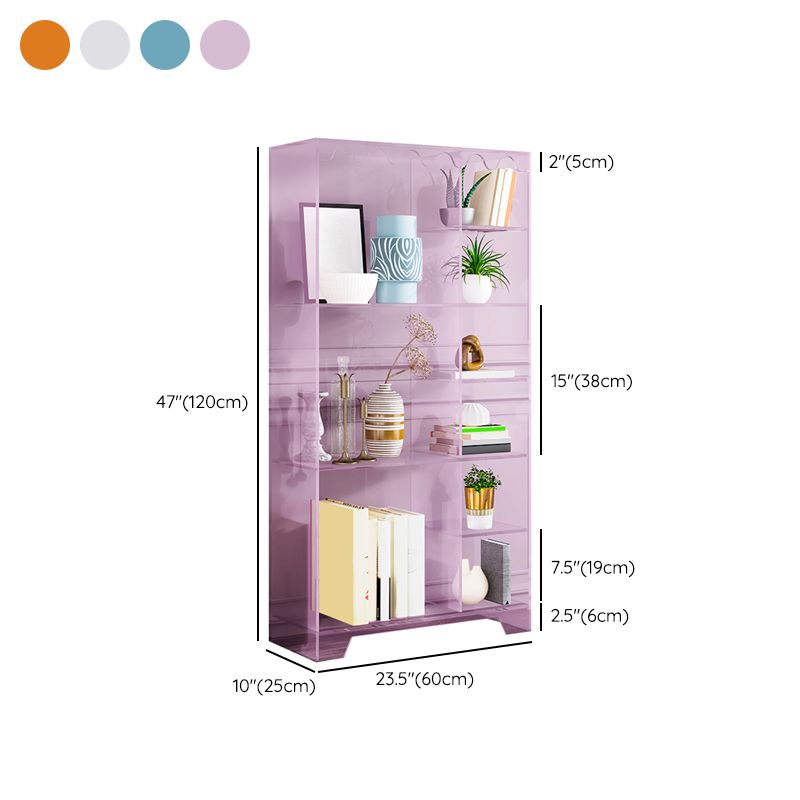 Contemporary Closed Back Standard Bookshelf Acrylic Bookcase with Rectangular Shelves