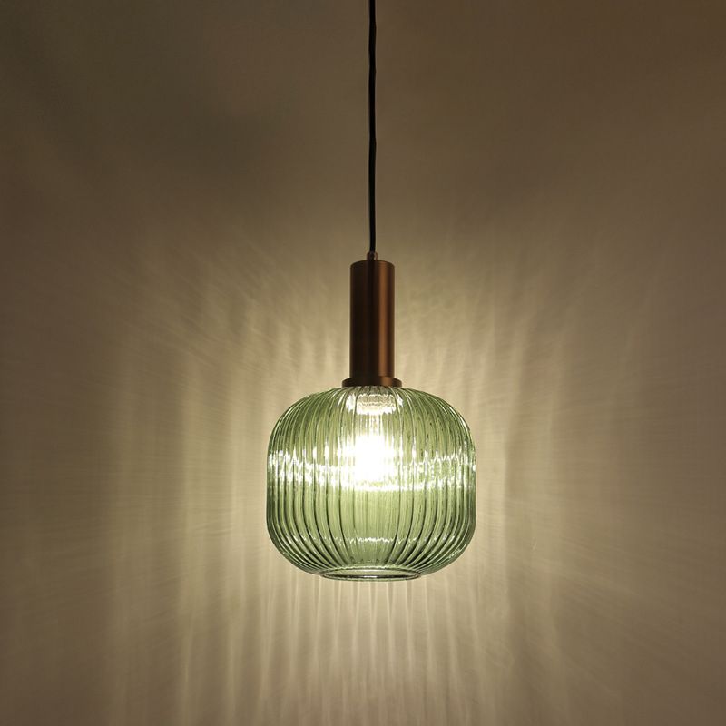 Zeitgenössischer geblasener Rippenglas Anhänger Licht 1 Lichthänge Anhänger Beleuchtung für Schlafzimmer