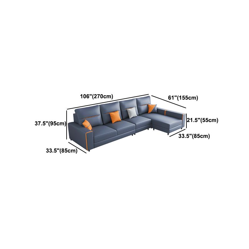 Cushion Back Faux Leather Sectional Sofa 35.43" Tall Sectional  Sofa