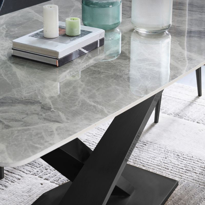 Industrial Dining Room Table Rectangle Stone Dinette Table for Dining Room