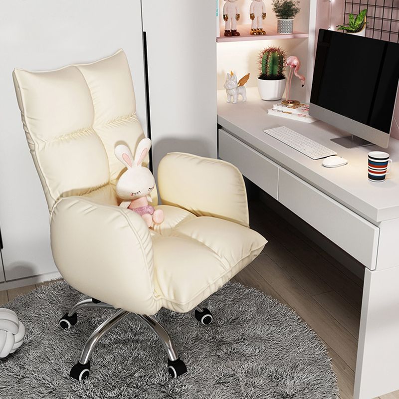 Swivel Desk Chair with Padded Arms Chrome Metal Frame Modern Computer Chair with Wheels