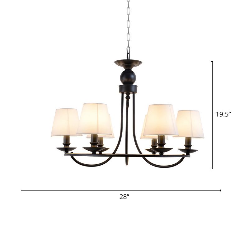Conical Chandelier Country Style Fabric Pendant Lighting Fixture for Dining Room