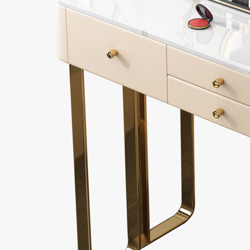 Luxurious Metal Makeup Dressing Table Stone Top Bedroom Vanity Desk