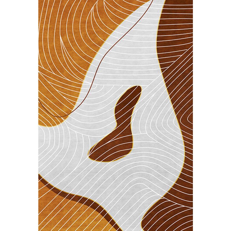 Swirl Striped Pattern Rug Polyester Modern Rug Washable Anti-Slip Pet Friendly Area Rug for Living Room