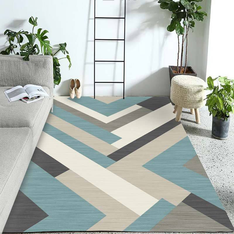 Pastel Colorblock Geometric Rug Multi-Color Nordic Carpet Polypropylene Pet Friendly Anti-Slip Backing Stain Resistant Rug for Room