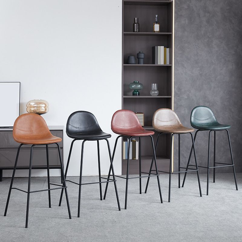 Leather Bar Stool Modern Backrest Counter Stool for Bristol with Metal Base