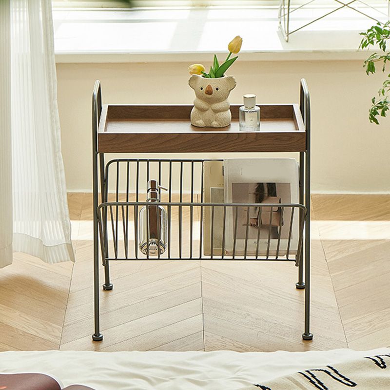 Modern Side Table Solid Wood Accent Side Table with Tray Top