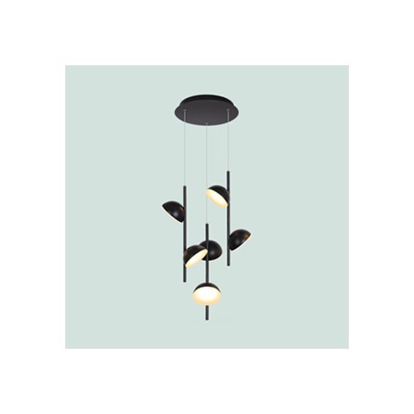 Postmodern Dome Pendse Light Metal 6/10 Luces de techo negro/blanco Luz para comedor con luz cálida/blanca