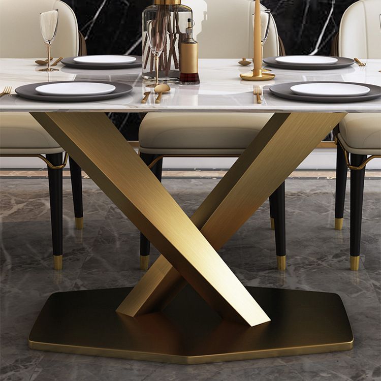 Glam Style Sintered Stone Dining Set Rectangle 1/4/5/6/7 Pieces Dining Set