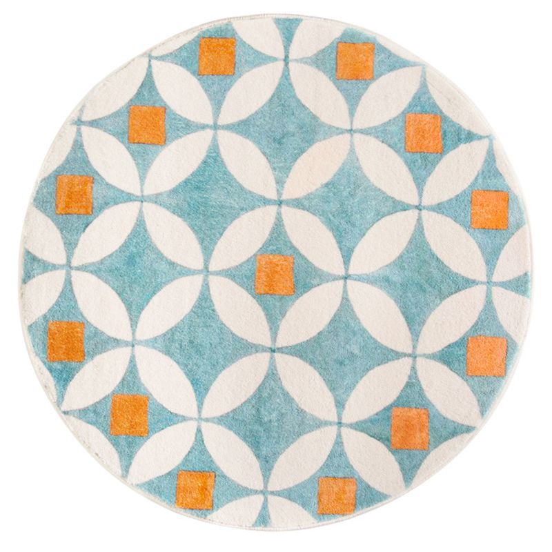 Contemporary Geometric Rug Green Polyester Indoor Carpet Washable Area Rug for Home Decor