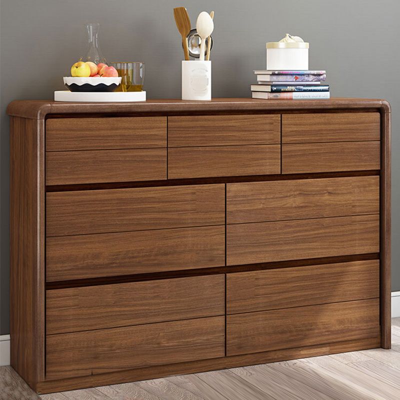 Wooden Brown Storage Chest Modern Style Storage Chest Dresser with Drawers