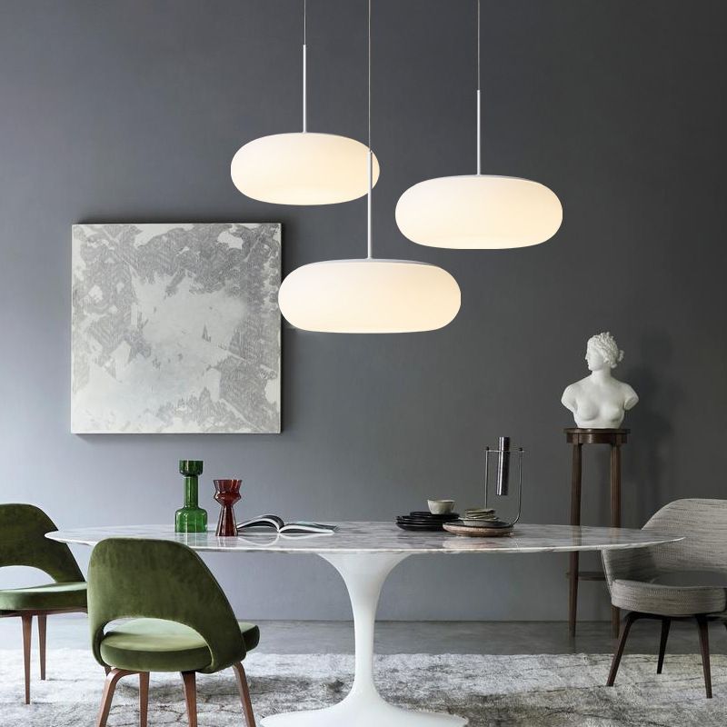 Modern Style Drum Shade Hanging Light Plastic 1 Light Pendant Lamp for Bedroom