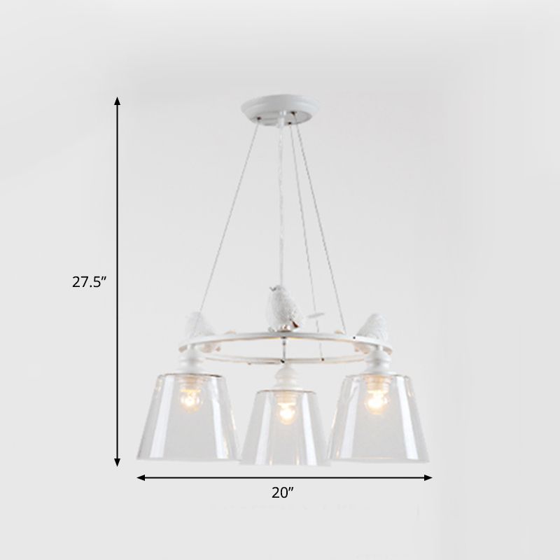 Blanc 3/8 lumières Lumières lustre en verre transparent en verre transparent clair pour le salon