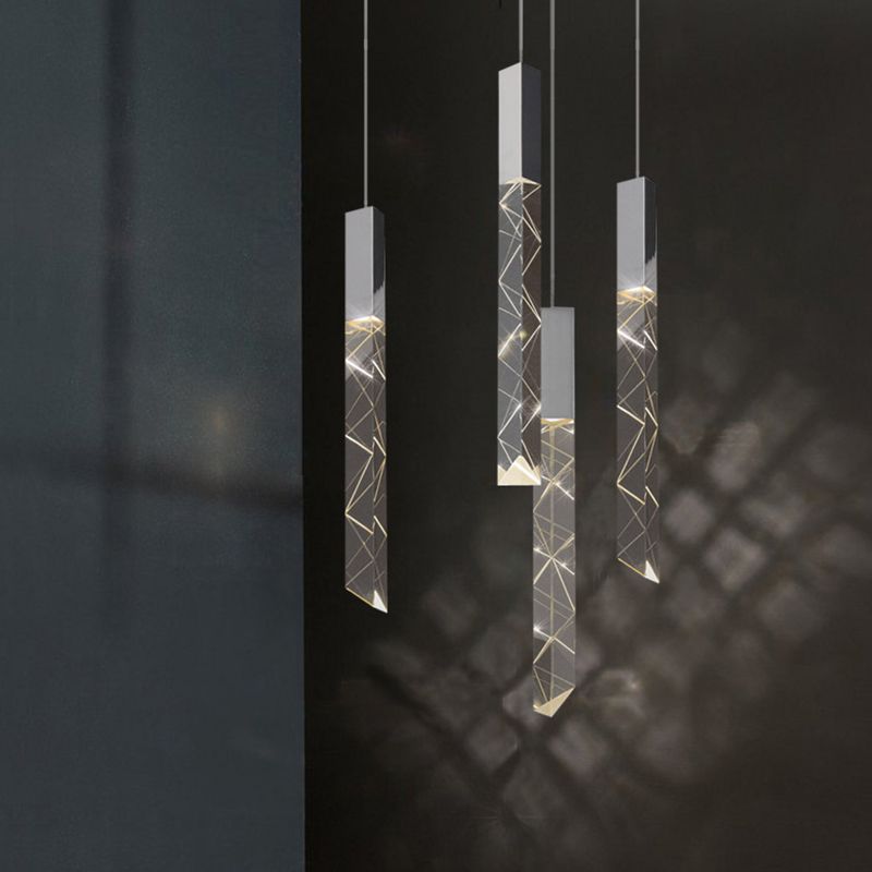 Lineare hängende Leuchten moderner einfacher, facettierter Kristalldecke Anhänger für das Restaurant