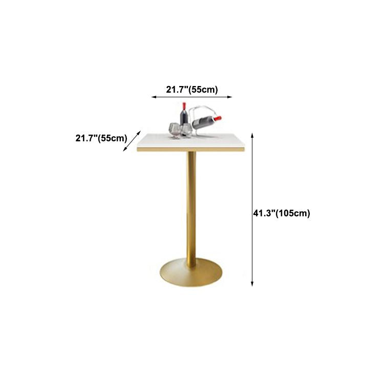 Glam Pedestal Bar Dining Table Faux Marble Cocktail Bar Table with Metal Base