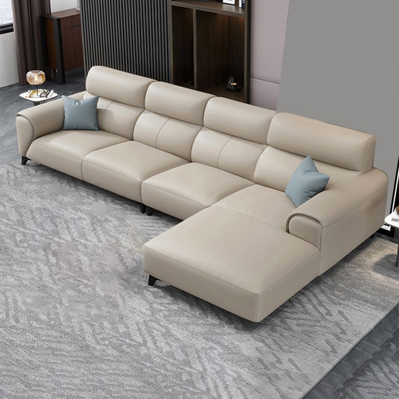 Contemporary Faux Leather Stationary Living Room Recessed Arm Sofa Chaise