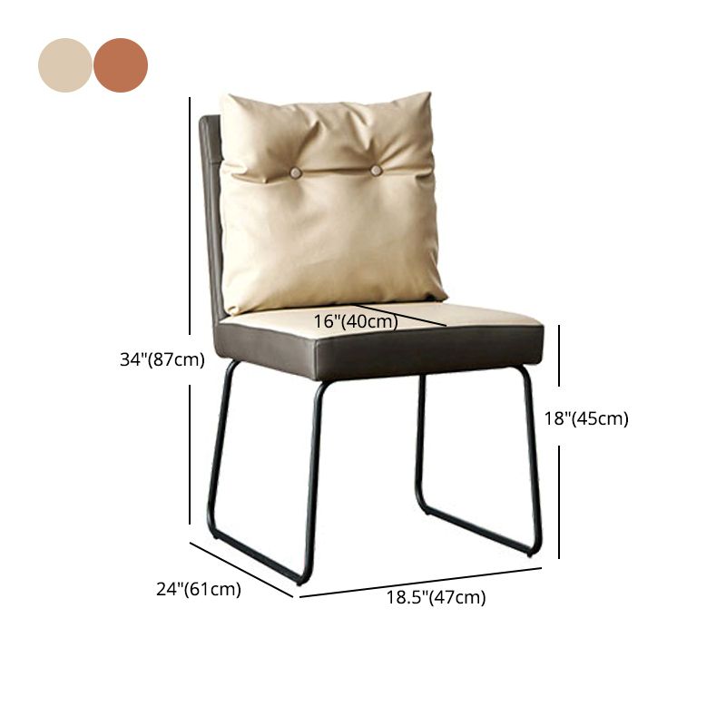 Modern Home Solid Back Chair Leather Matte Finish Dining Chair