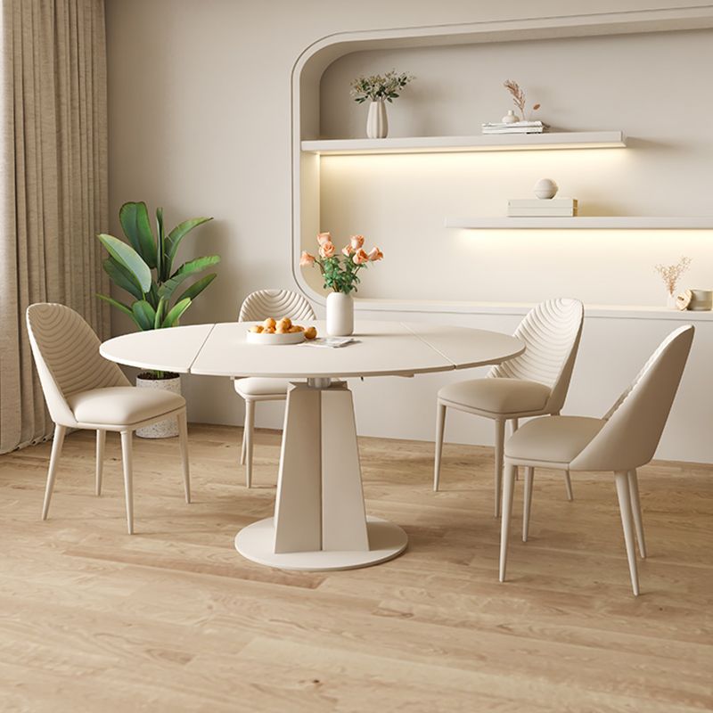 Contemporary 1/2/4/5/7 Pieces Furniture Round Stone Dining Set in White