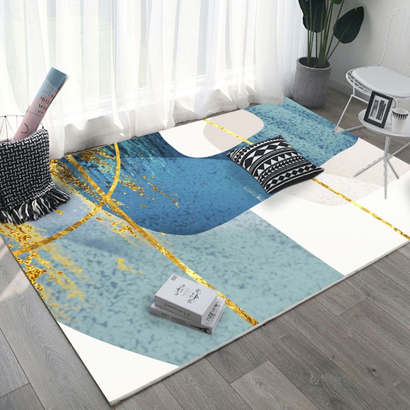 Nordic Parlor Rug Multi Colored Abstract Printed Area Rug Cotton Blend Easy Care Pet Friendly Indoor Rug