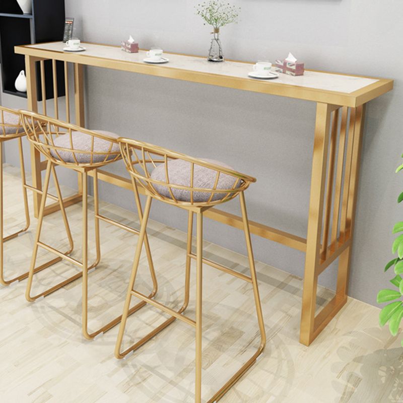 Modern Bar Height Table Faux Marble Top Bistro Table with Gold Base