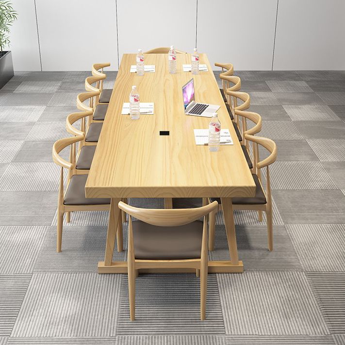 Rectangle Trestle Dinner Table Solid Wood Dining Room Collection for Home
