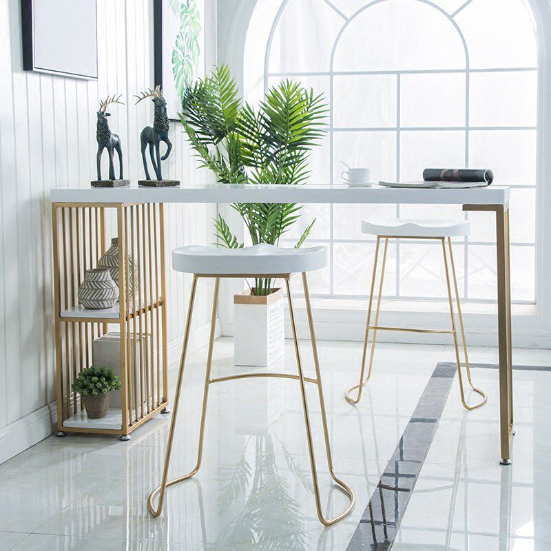 Glam 1/3 Pieces Bar Table Set Rectangle Wood Counter Table with Stools for Dining Room