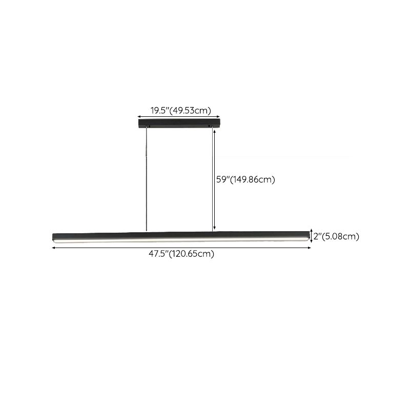 Strip Shape Island Lamp 1-Light LED Island Hanging Lamp with Acrylic Shade for Dining Room