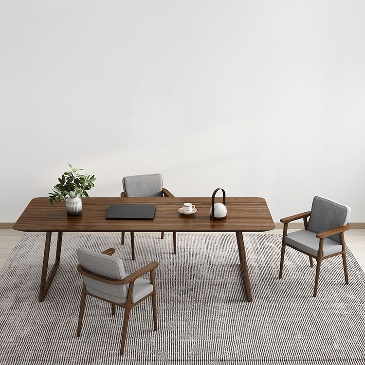 Rectangle Industrial Dining Table Solid Wood Fixed Table for Kitchen