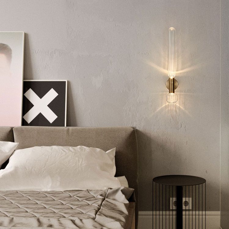 Contemporary Gold Glass Wall Mounted Lighting 1-Light Wall Sconce for Living Room