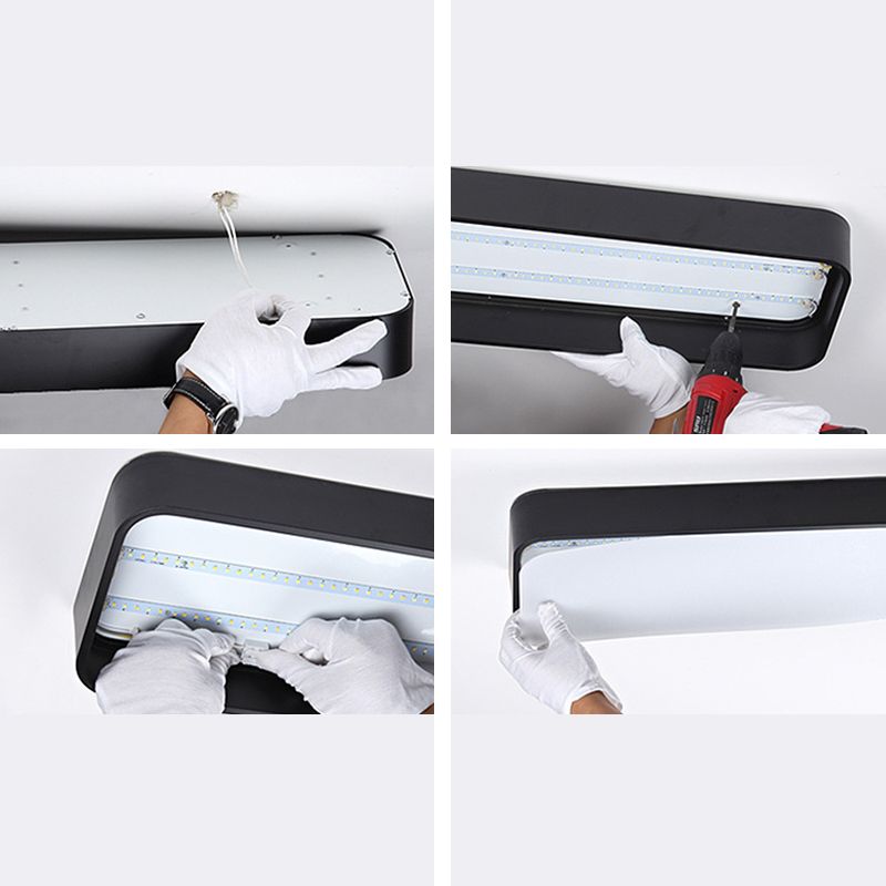 Lampade da soffitto rettangolari in metallo con montaggio a incasso. Lampade da incasso per ufficio moderne