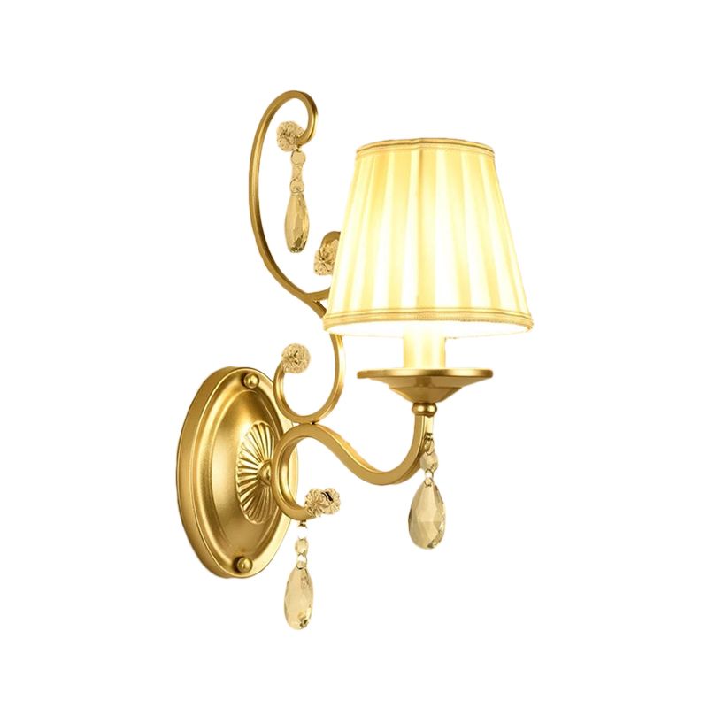 Gebogen arm SCONCE Licht Hedendaags kristal 1/2-licht wandbevestiging Verlichting met/zonder schaduw in messing