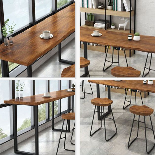 1/2/5 Pieces Rectangular Counter Set Industrial Solid Wood Bar Table Set for Home Use