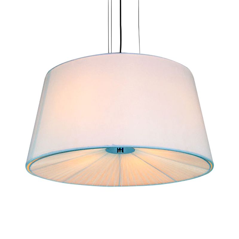 Tissu tambour pendant du lustre nordique 4 lumières suspension de salon en blanc / bleu / beige avec design d'abricot